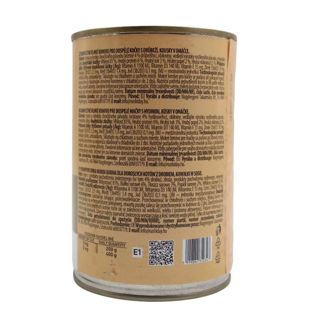 Hrană umedă pisici cu carne de pasăre în sos 415 g – variantă economică Dalis Pet