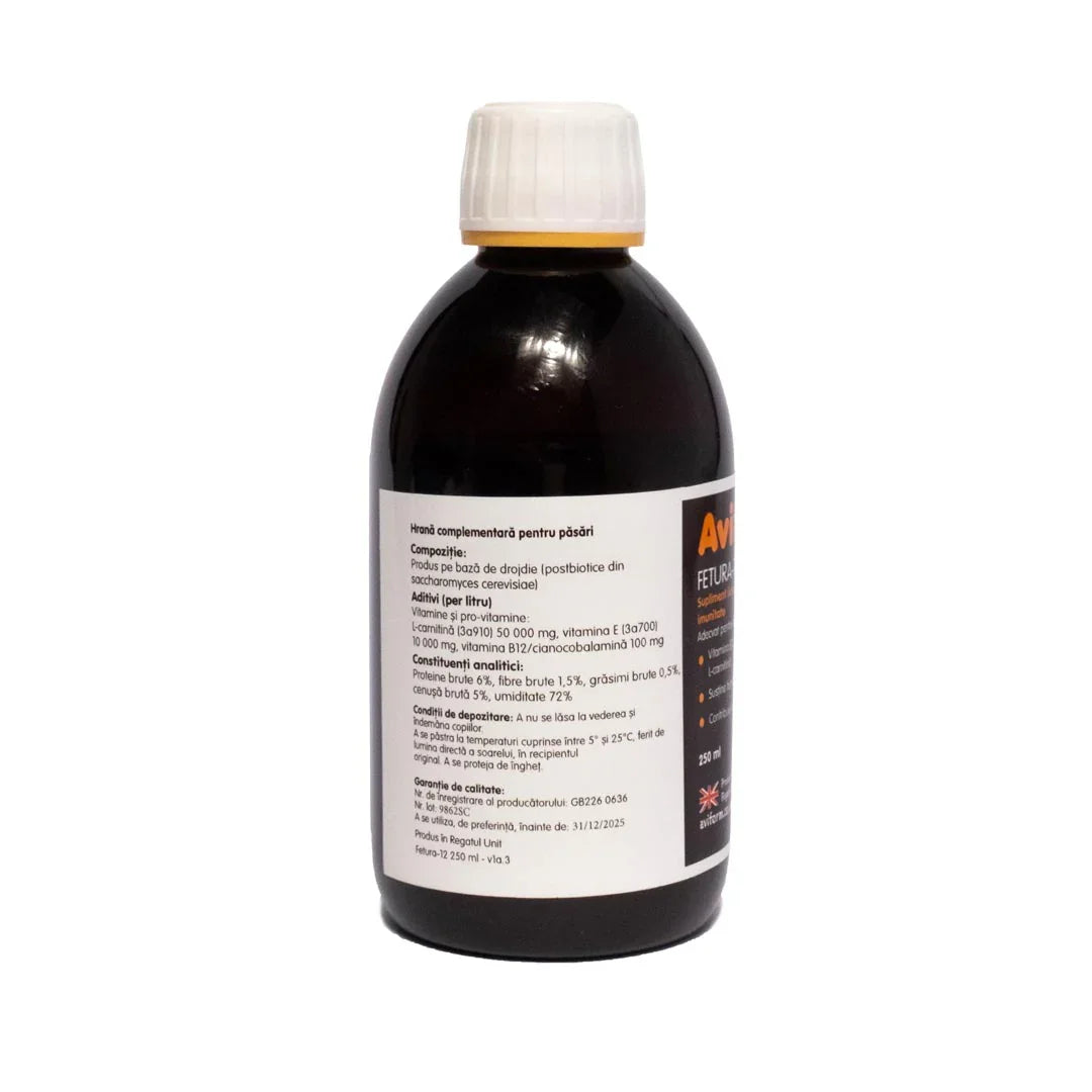 Aviform Fetura 12 250 ml – drojdie și vitamine pentru păsări B2B