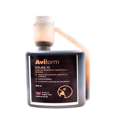 Aviform FETURA-12 liquid supplement for bird reproduction and immunity, 500ml bottle