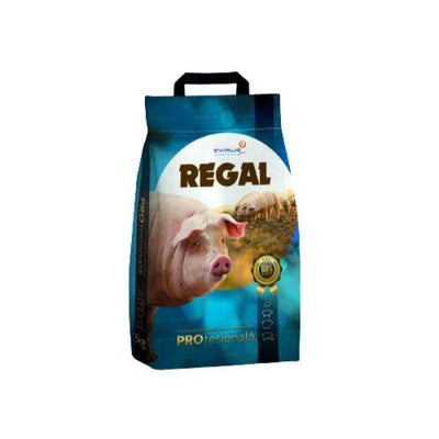 REGAL professional pig feed sack featuring a pig image and grain, blue packaging with handle
