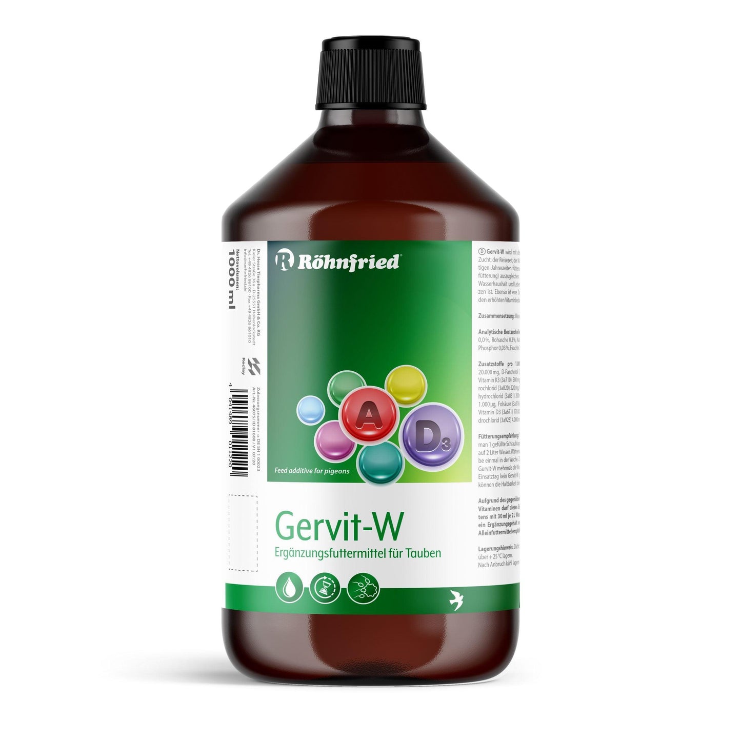 Supliment cu vitamine pentru porumbei Gervit W 100, 1000 ml - DalisPet