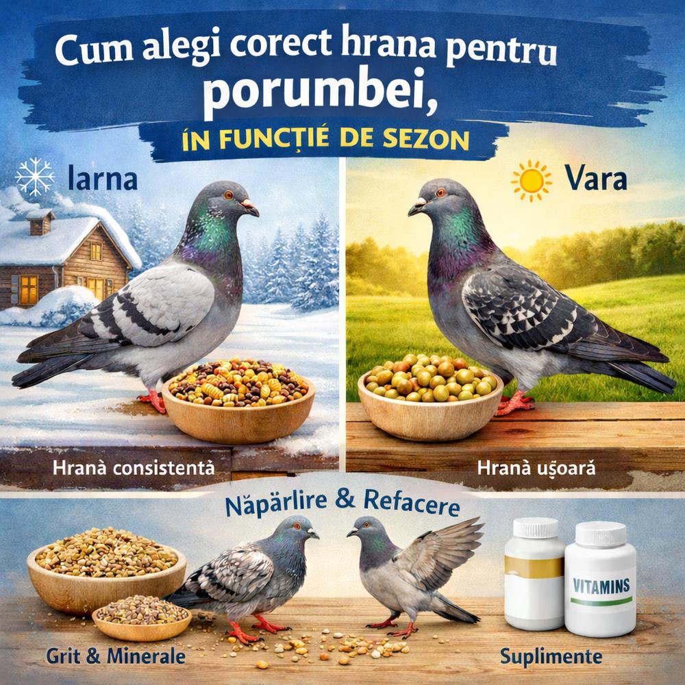 Cum alegi corect hrana pentru porumbei, în funcție de sezon