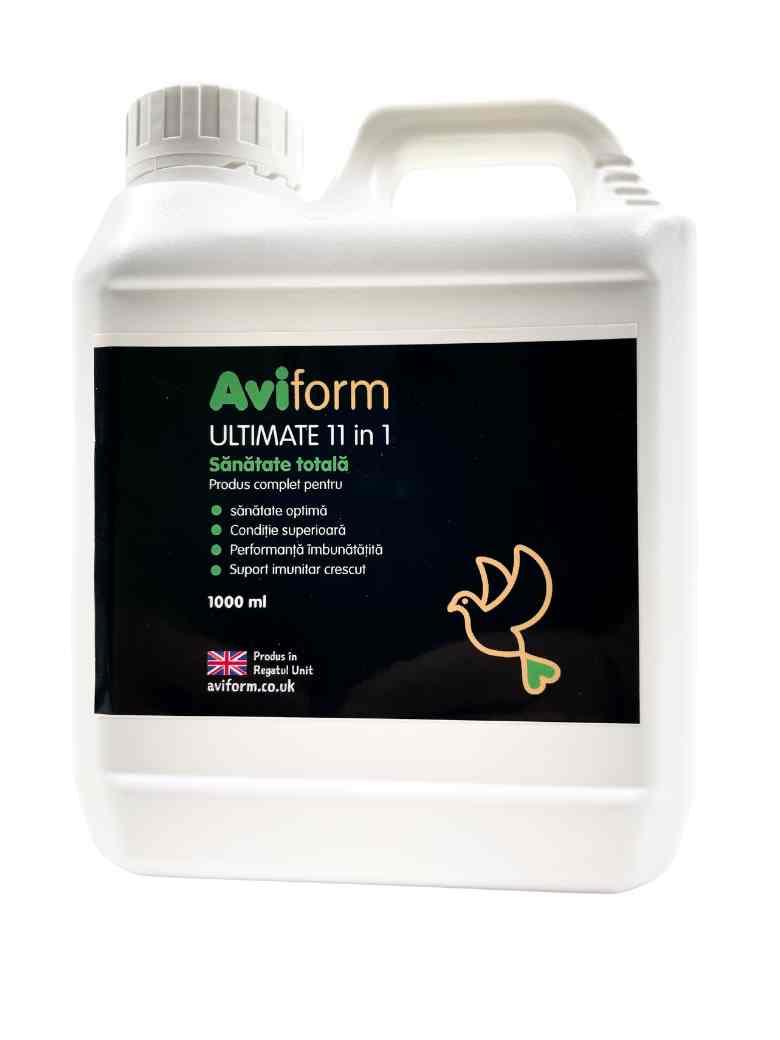 Aviform Ultimate 11 in 1 pigeon health supplement, 1000ml bottle for optimal immunity and performance