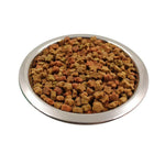 Hrană uscată pentru porumbei în bol metalic, granule colorate, nutriție completă