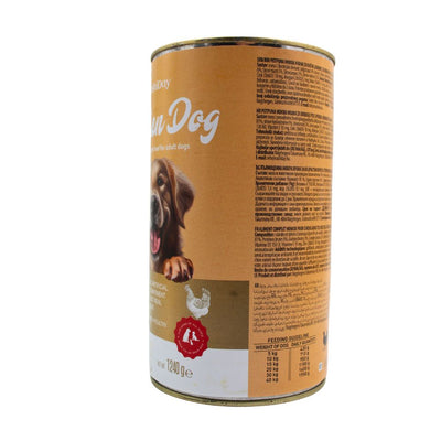 Hrană umedă câini pui în sos 1240 g – conservă economică Dalis