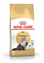 Royal Canin Persian Adult cat food bag with long hair health formula and Persian cat image