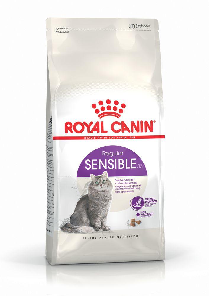 Royal Canin Sensible 33 Regular dry cat food pack for sensitive adult cats with optimal digestion