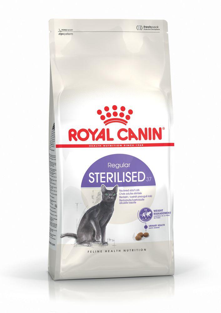 Royal Canin Sterilised 37 cat food bag for neutered adult cats with weight management and urinary health
