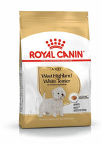 Royal Canin Adult West Highland White Terrier dry dog food bag for coat health and fussy appetites