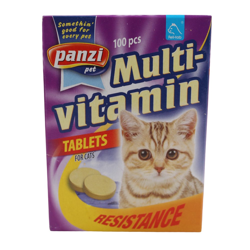 Panzi Multivitamin 100 tablete pentru pisici – vitalitate zilnică