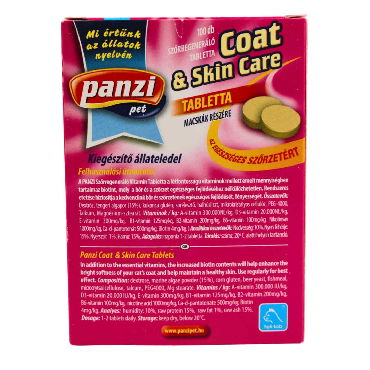 Panzi 100 tablete pentru pisici – blană și piele sănătoasă