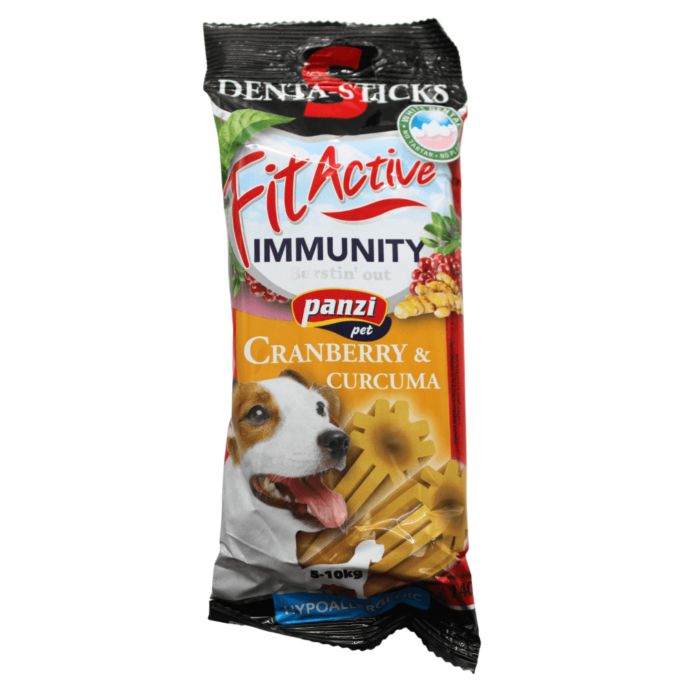 Panzi Fit Active Immunity dental sticks for dogs with cranberry and curcuma, hypoallergenic chew treats