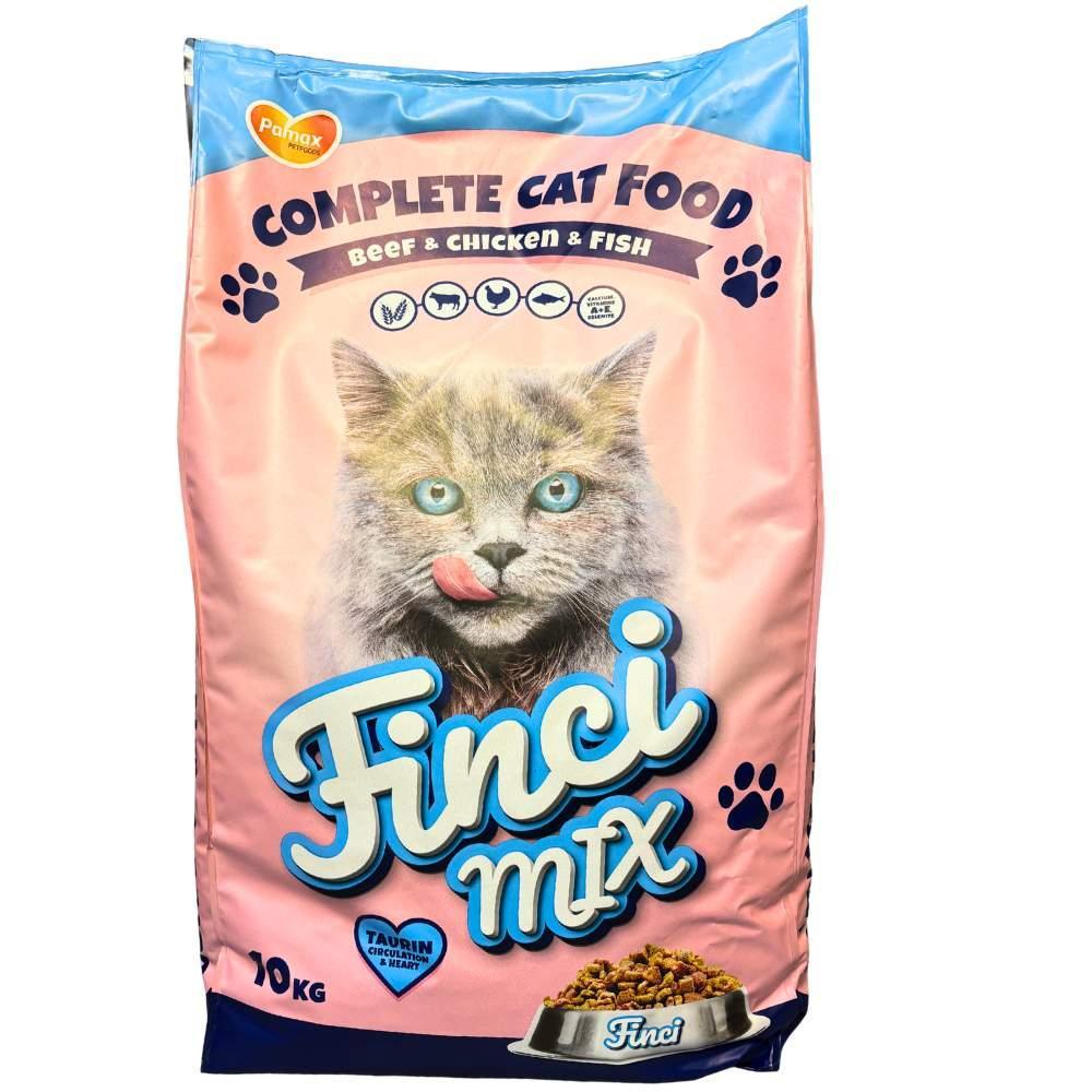 Hrana completă pentru pisici Finci Mix cu vită, pui și pește, 10 kg, cu taurin pentru inimă