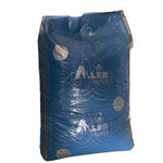 Blue Aller Aqua large fish feed bag with silver logo and markings on white background