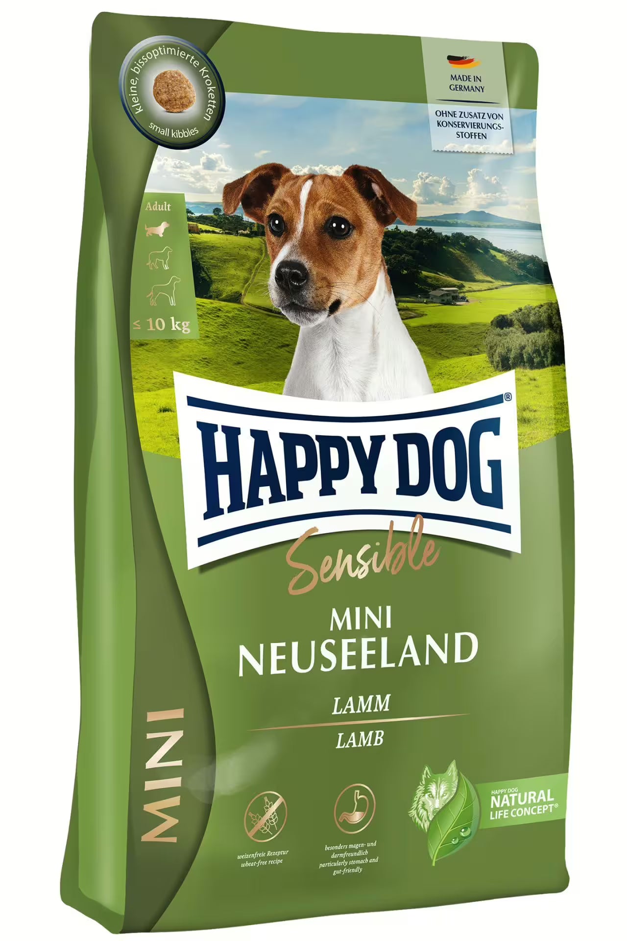 Hrana uscată Happy Dog Sensible Mini Neuseeland cu miel, pentru câini mici, fără conservanți, făcută în Germania