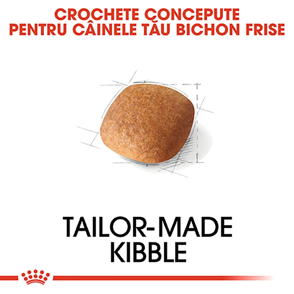 Tailor-made kibble designed for Bichon Frise dogs with custom shape and size