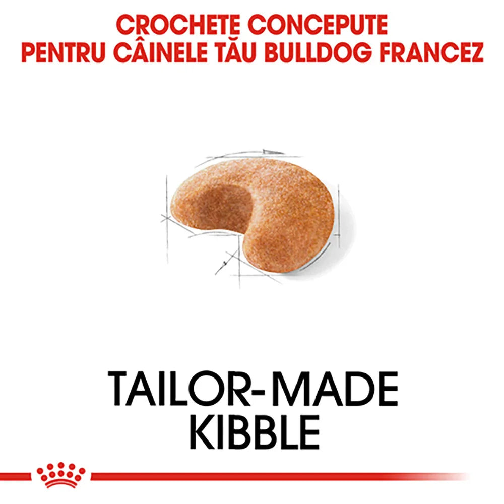 Tailor-made kibble designed for French Bulldog shaped for easy eating