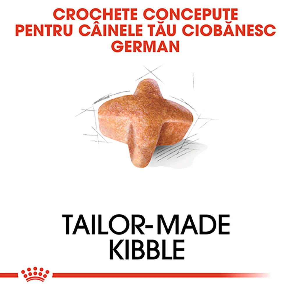 Tailor-made kibble designed for German Shepherd dogs with unique cross shape