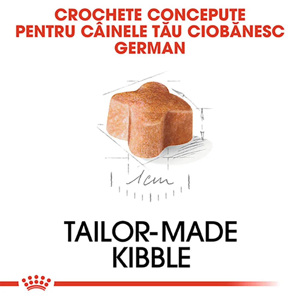Tailor-made kibble designed for German Shepherd dogs with custom shape and size