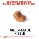 Tailor-made kibble designed for Shih Tzu dogs, with a uniquely shaped brown piece