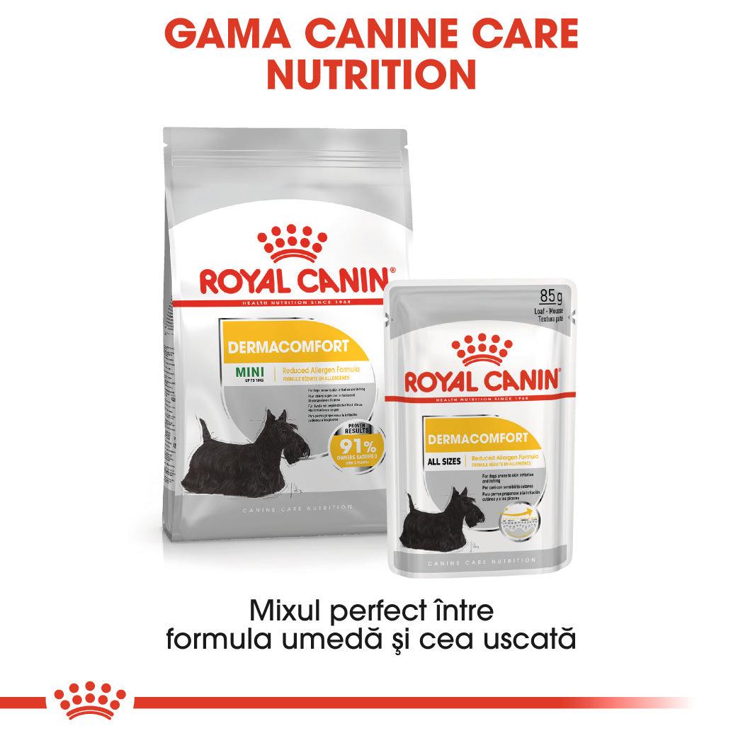 Royal Canin Dermacomfort Adult hrana umeda caine, prevenirea iritatiilor pielii (pate), 85 g
