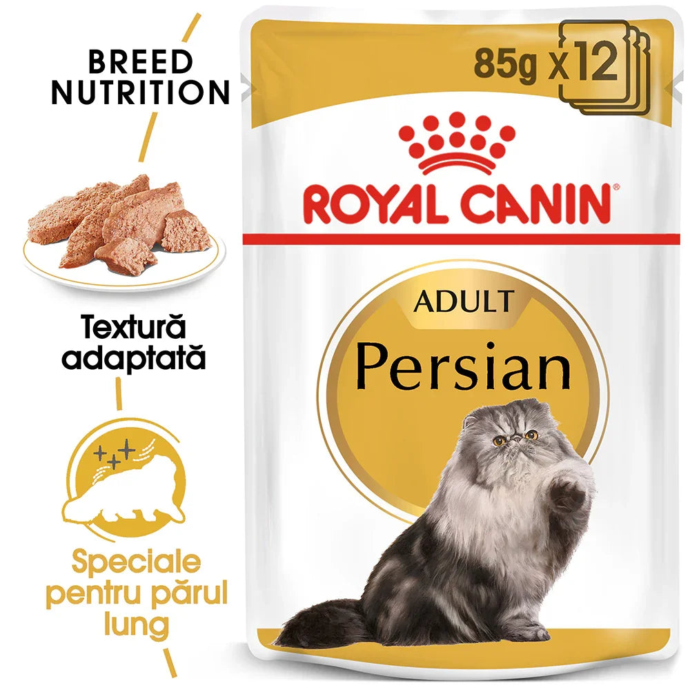 Royal Canin Adult Persian cat wet food in 85g packs, adapted texture for long hair nutrition