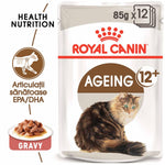 Royal Canin Ageing 12+ wet cat food pouch 85g x12 with healthy joints EPA DHA in gravy