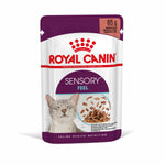 Royal Canin Sensory Feel cat food pouch 85g with cat image and wet food morsels