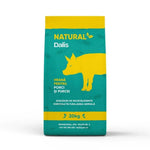 20kg bag of Dalis Natural pig feed with yellow pig illustration and green and yellow packaging