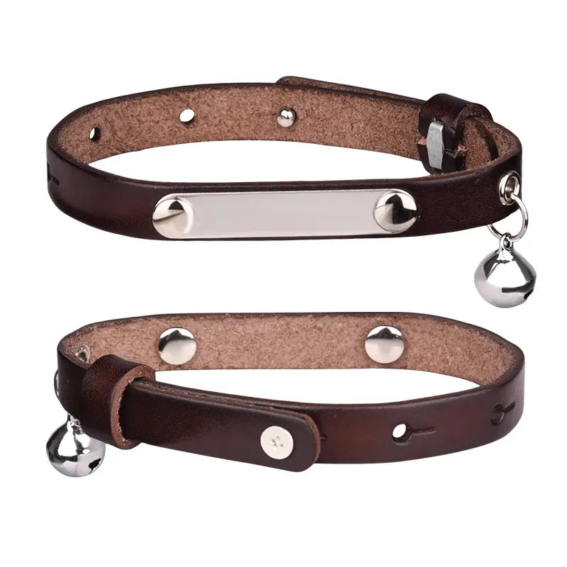 Zgarda Gravabila din Piele cu Clopotel