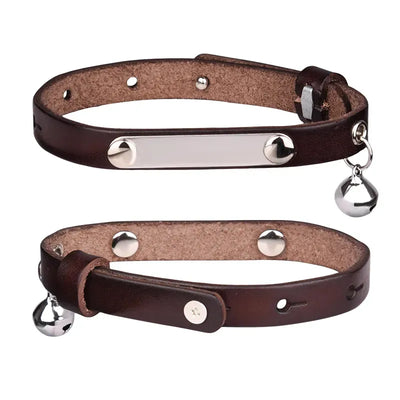 Zgarda Gravabila din Piele cu Clopotel