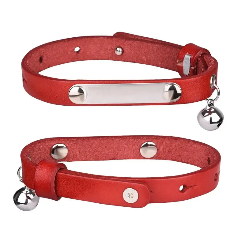 Zgarda Gravabila din Piele cu Clopotel