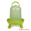 Green plastic 10L bird waterer with handle and tripod legs, labeled product made in Spain
