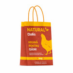 5 kg Dalis Natural chicken feed bag with yellow chicken graphic and orange handles