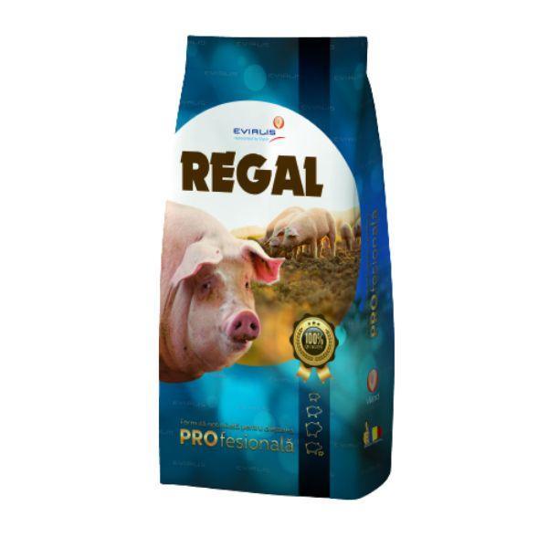 Regal pig feed bag with pigs image, blue packaging, professional formula, 20 kg weight