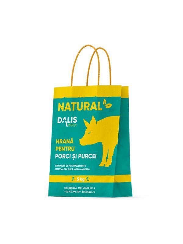 Dalis Impex natural pig and piglet feed 5kg bag with yellow pig silhouette and green label