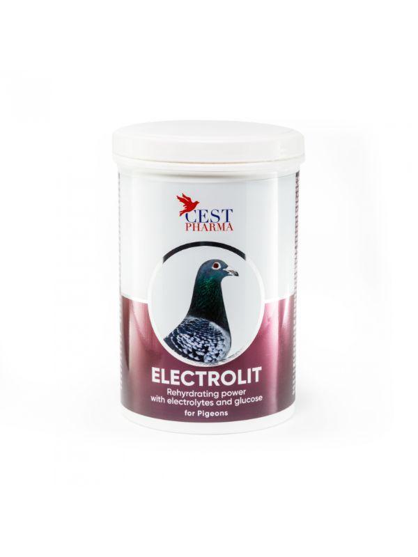 Cest Pharma Electrolit rehydrating powder with electrolytes and glucose for pigeons in white container