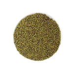 Close-up of green mung beans in a white circular dish on a white background