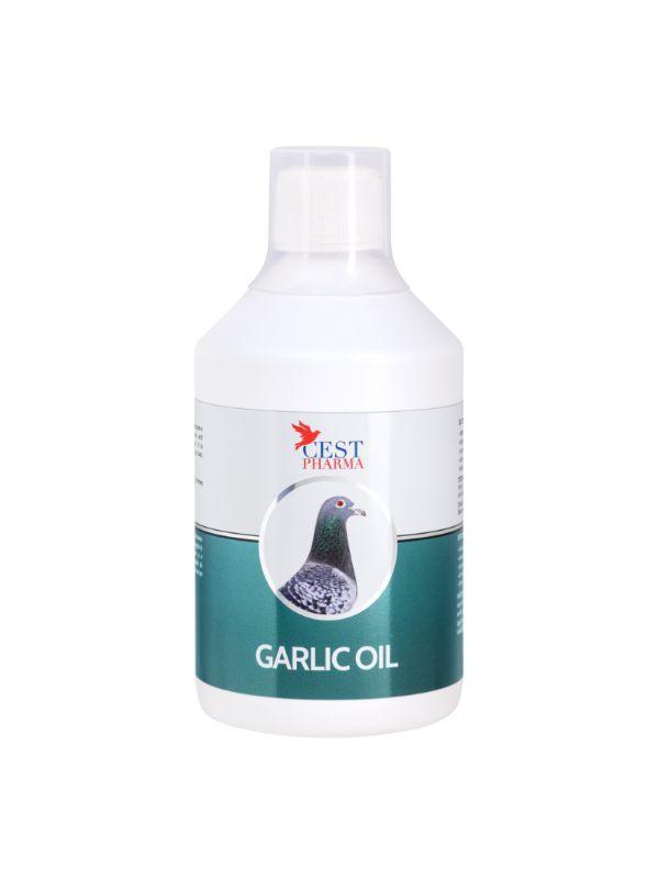 Cest Pharma garlic oil 250ml bottle for pigeon health supplement with pigeon image