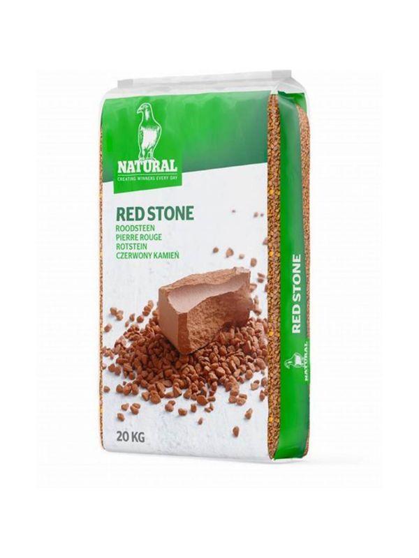 20 kg bag of Natural Red Stone grit with green and white packaging and red stone illustration