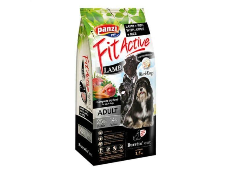 Panzi Fit Active Lamb dry dog food for adult black dogs with apple, rice, 1.5 kg bag