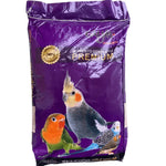 Galian premium complete pet food bag for parrots with colorful bird illustrations on purple packaging