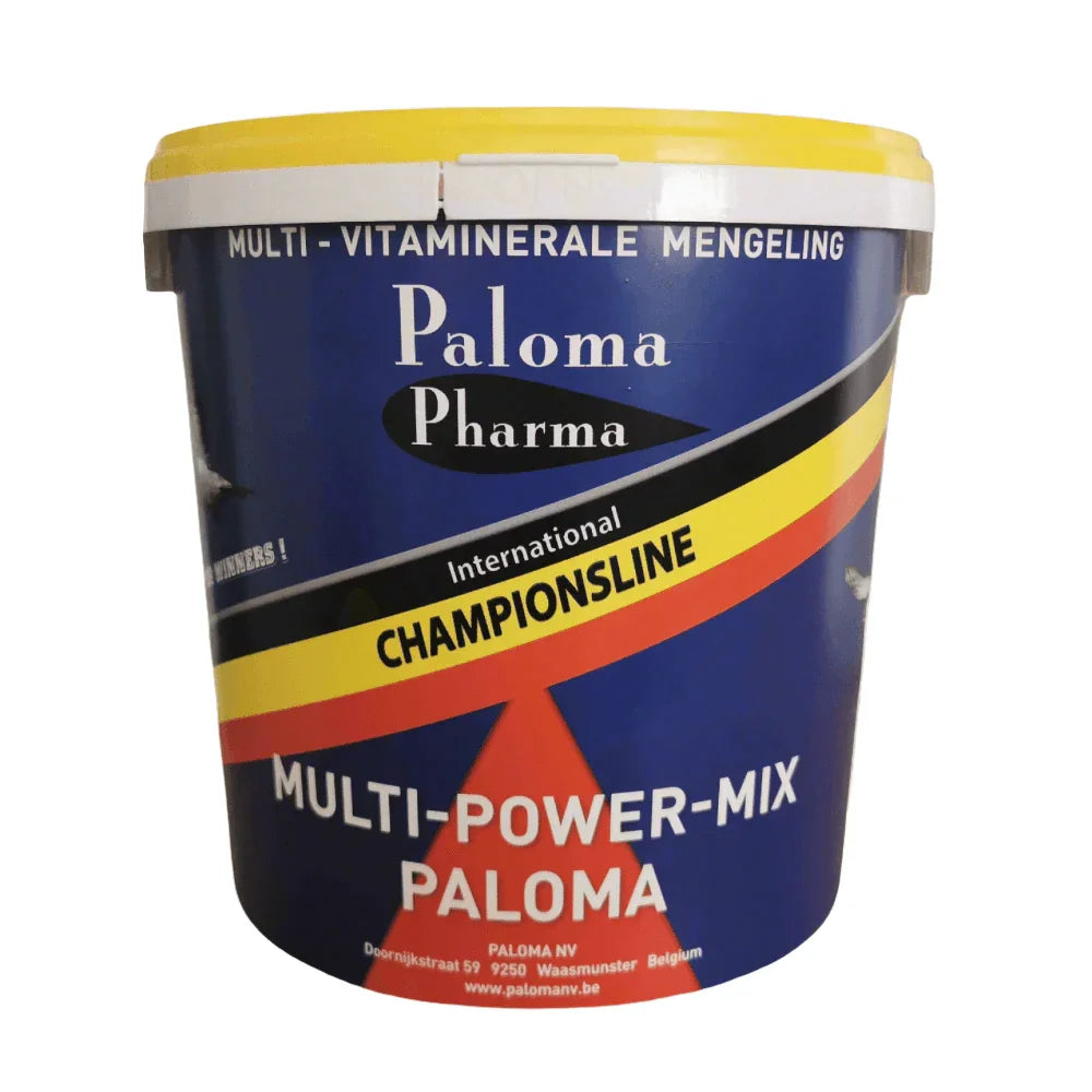 Paloma Pharma Multi-Power-Mix multi-vitamin and mineral supplement bucket with yellow lid