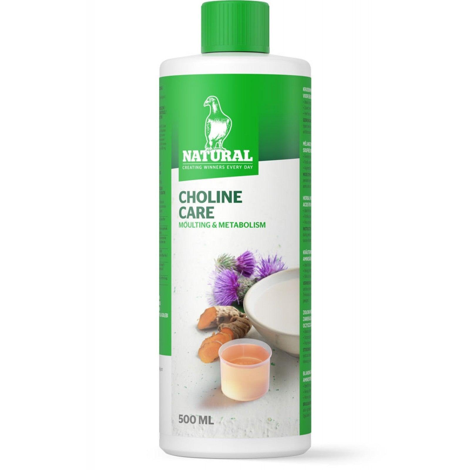 500ml Natural Choline Care bottle for moulting and metabolism with herbs and a measuring cup
