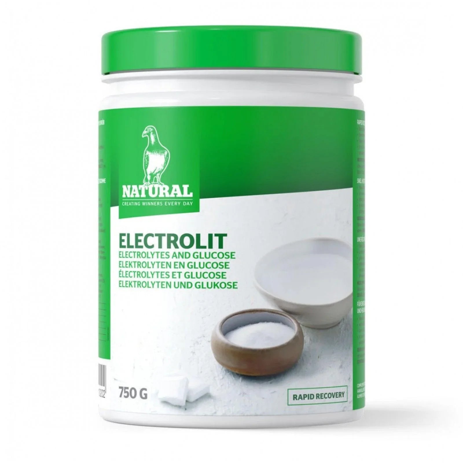 Natural Electrolit 750g container with electrolytes and glucose powder for rapid recovery