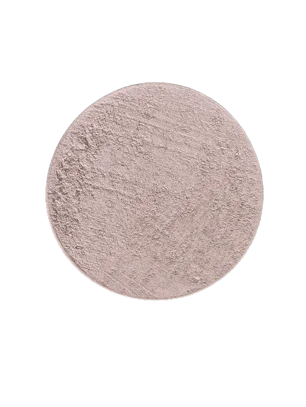 Close-up of fine light pink mineral powder on a plain background
