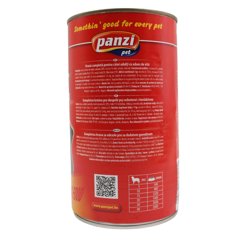 Panzi  hrană umedă câini adulți cu vită 