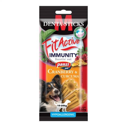 Panzi Pet Denta-Sticks Fit Active Immunity dog treats with cranberry and curcuma, hypoallergenic, 150g