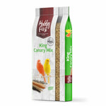 Hobby First King Canary Mix birdseed package with red and yellow canaries and mixed seeds