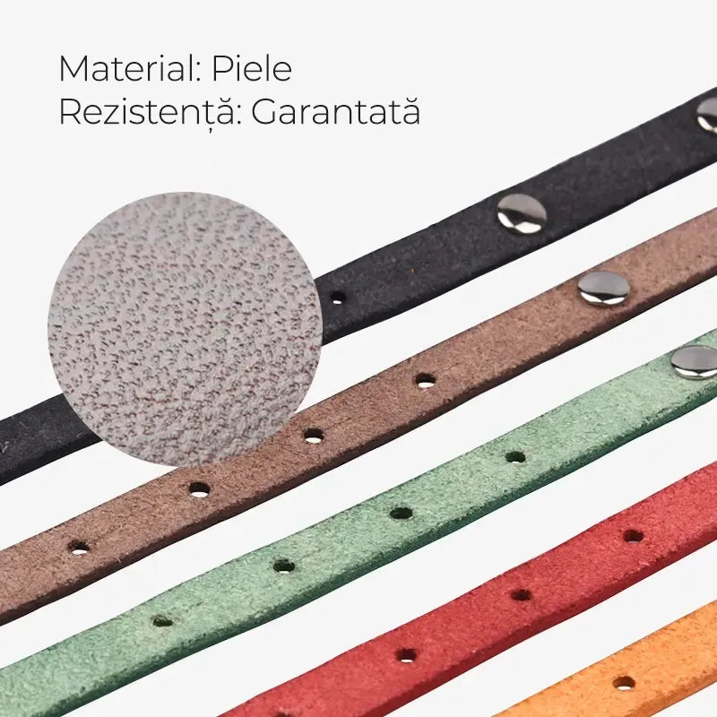 Zgarda Gravabila din Piele cu Clopotel